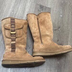 UGG Australia Retro Cargo Tan Suede Boots with Side Zipper